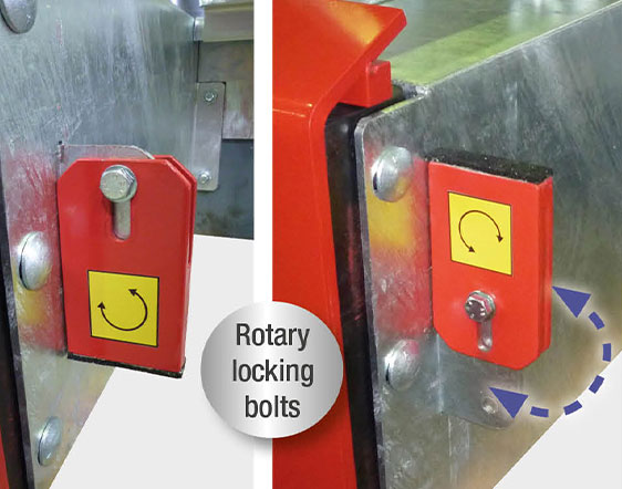 Rotary locking bolts for Expresso modular drawbridge leveler