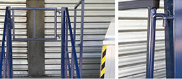 Loading dock railing and gravitational gates