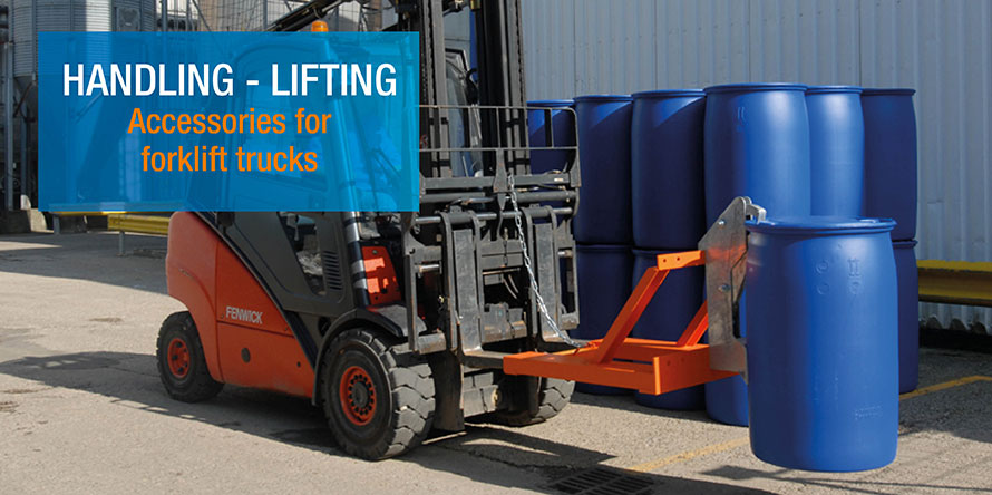 Forklift truck drum handlers